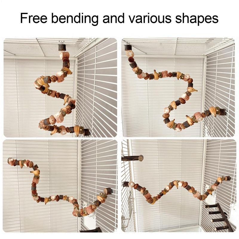 Parrot Toys Natural Log Blocks Bird Chewing Strings Cockatoo Toys Cockatiel Foraging Toys Climbing Ladders Parrot Shredding Toys