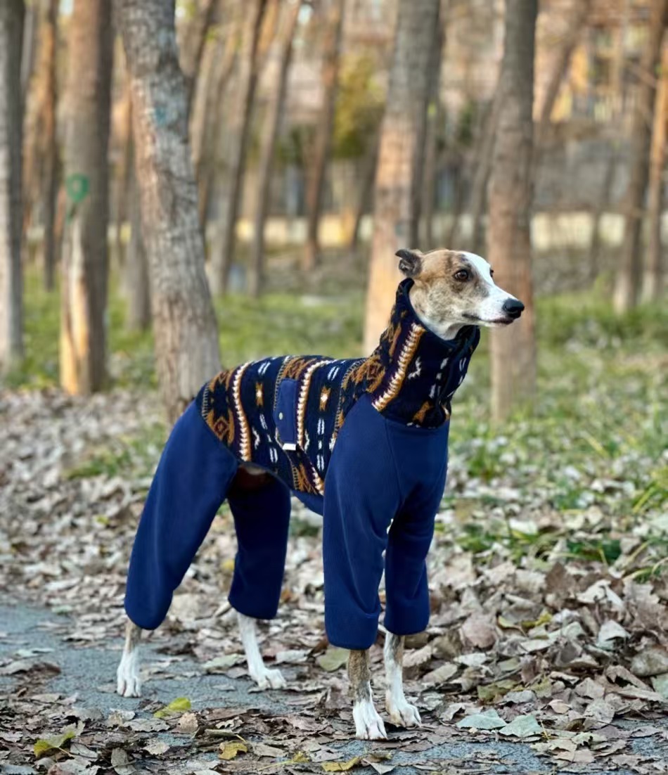 Fashion Bohemia Fleece Sweatshirt for Whipbit Luxury Soft 4-legged High-Neck Windproof Coat for Italy Greyhound Terrier Jumpsuit