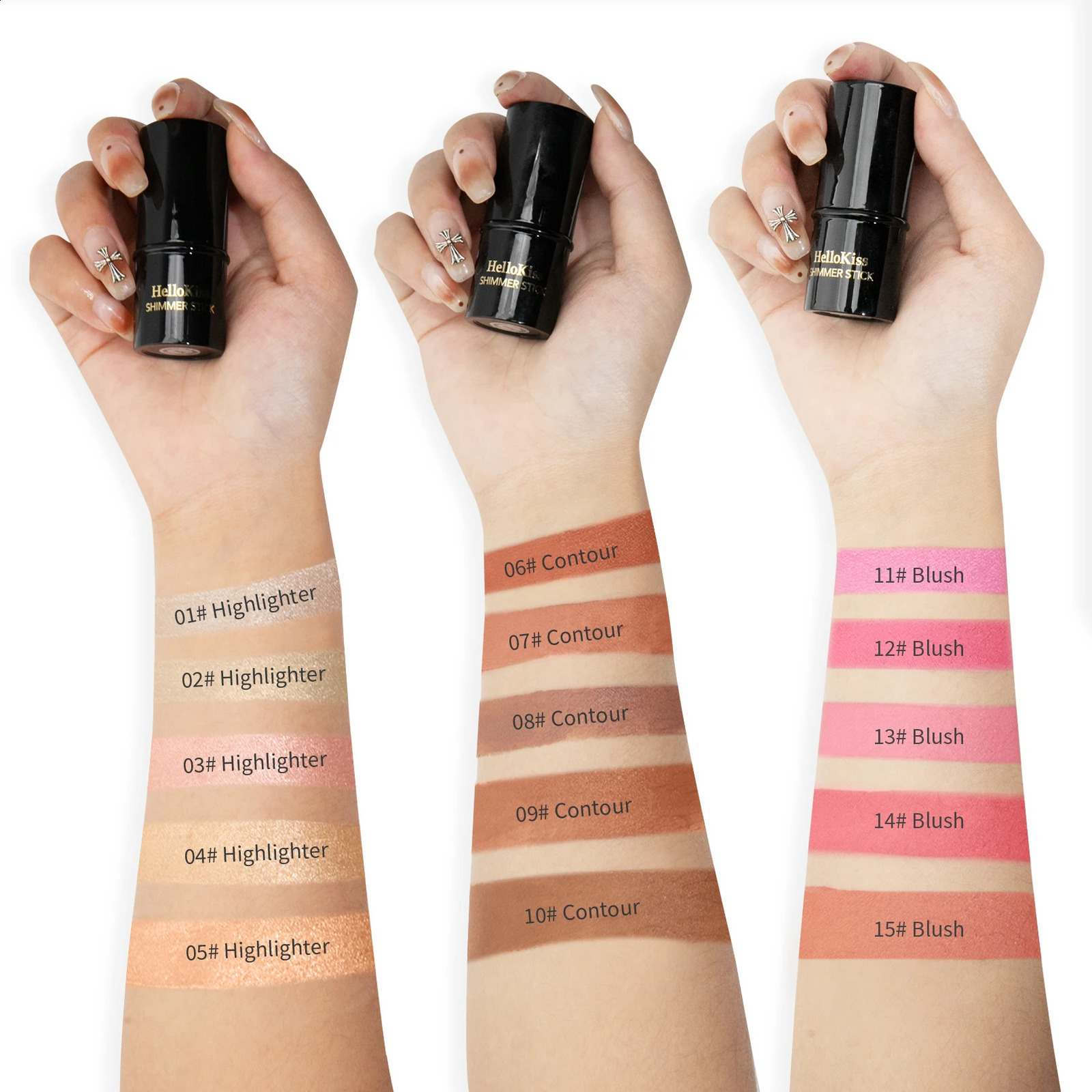 Waterproof Shimmer Face Bronzer 15 Color Highlighters Glitter Corrector Contour Stick Creamy Blush Makeup Cosmetics 250219