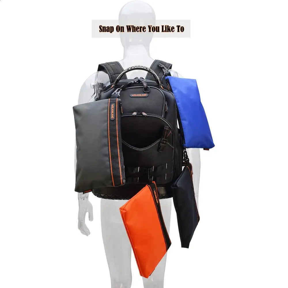 Ship from US MultiTask Spacious Small Zippered Tool Pouches 4Pack Set Orange Black Grey Blue ClipOn Electricians Bag 250305FBB