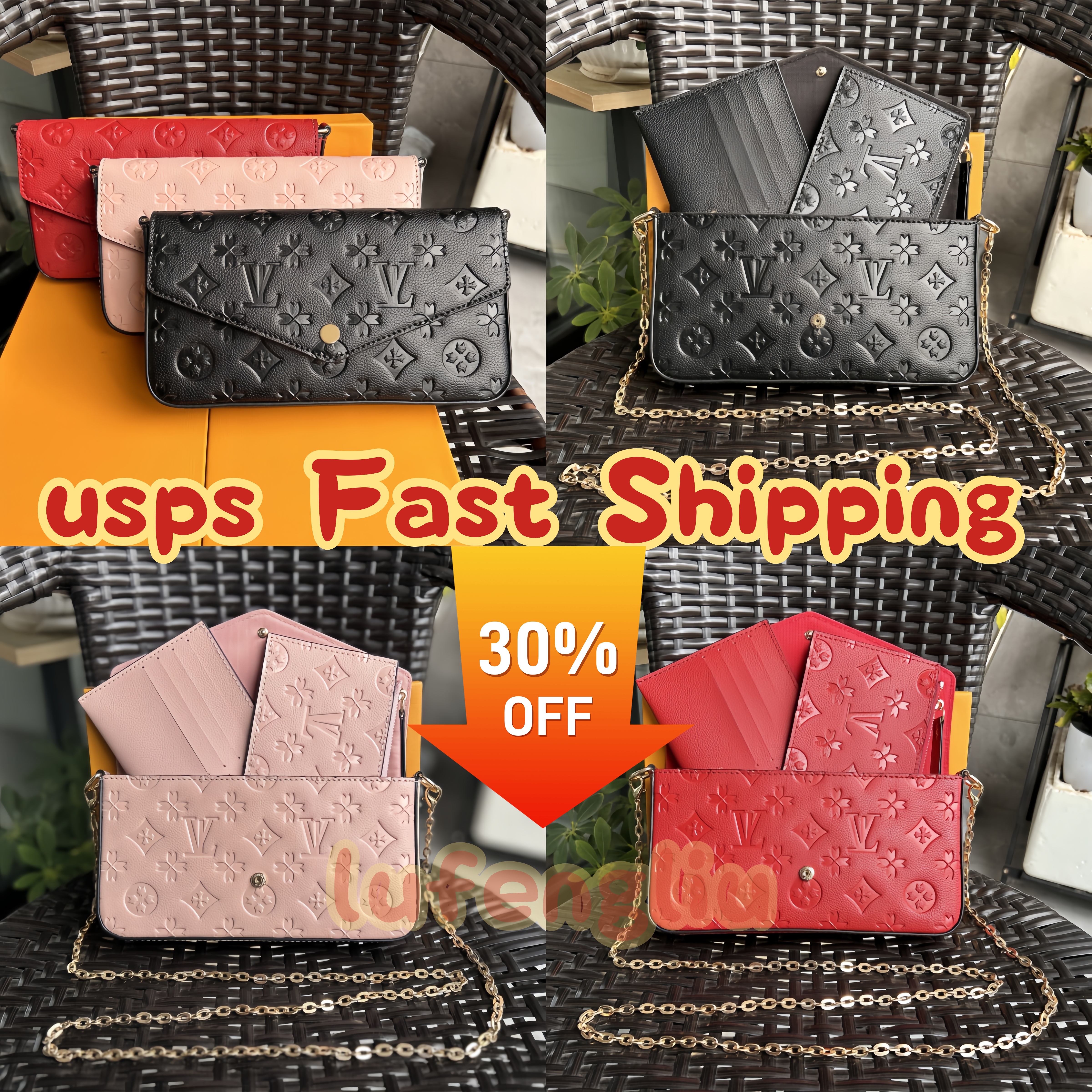 Luxury womens multi pochette accessories designer bags handbags body beach crossbody bag flower brand chain evening leather shoulder bag wallet high quality box