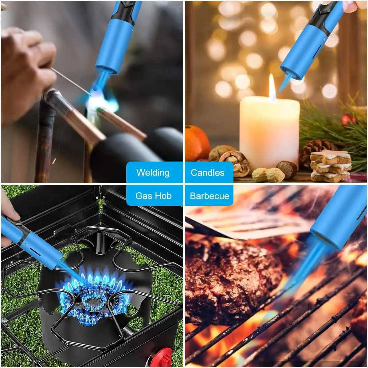 2 Pack Windproof Adjustable Jet Flame Butane Lighter Refillable Gas Torch Lighter for Candles Grill BBQ Fireplaces CampingT250305
