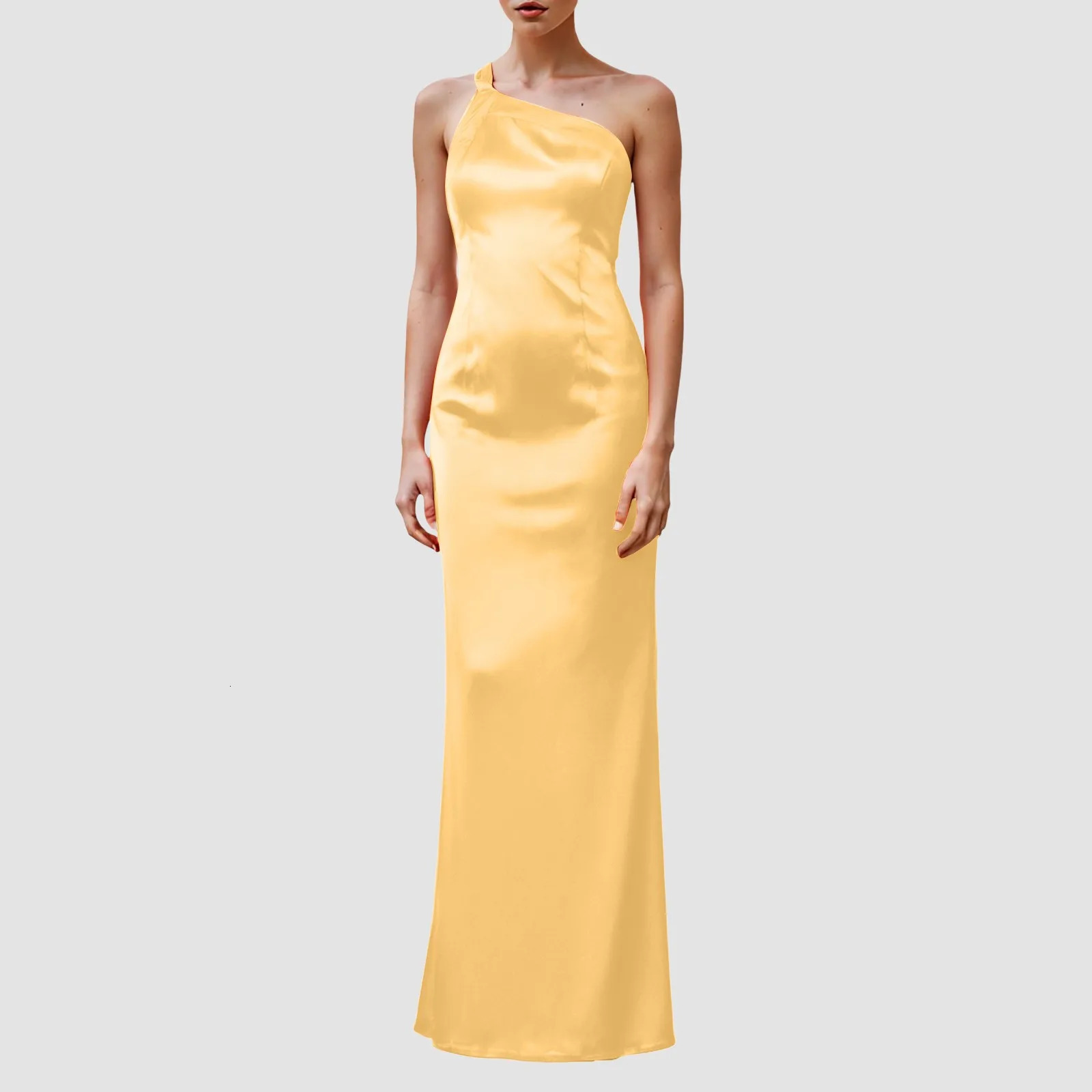 Tie Dye Satin Dres Asymmetric Off Shoulder Midi Dress With Slit Prom Pleated Evening Formal Teenager Party 250304