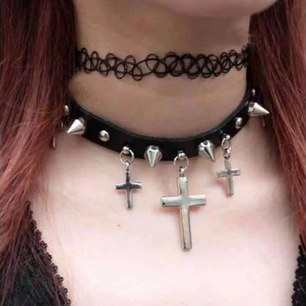 Tattoo Choker Stretch Black Necklace Multi Color Retro 90s Vintage Elastic Gothic Jewellery
