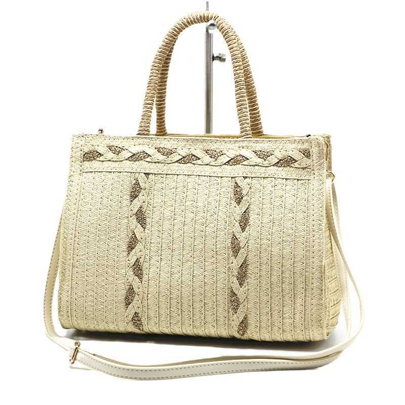 Woven Diagonal Cross Bag, Women's Grass Woven Bag, Hand-held Beach Bag, Rice Camel Bag 250315