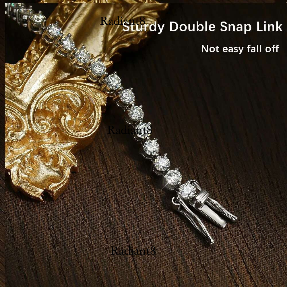 Houtros 3 Prong Full Moissanite Tennis Bracelet for Women Sterg Sier 3mm D VVS1 Dia Hand Chain Jewelry GRA