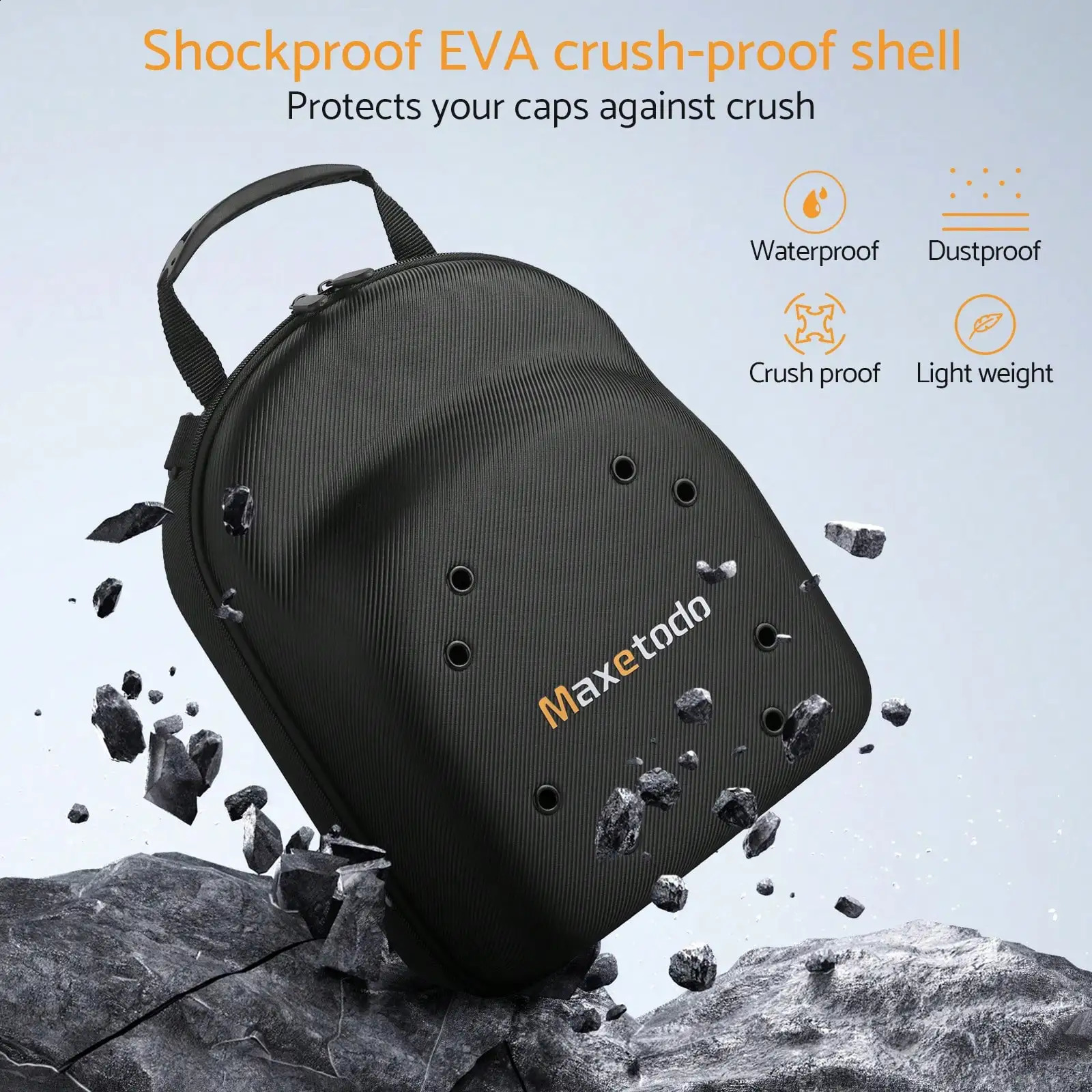 Ship from US Baseball cap with hat storage bag EVA waterproof dustproof and shatterproof set 6 hats travel box shoulder backpack straps 250305FBB