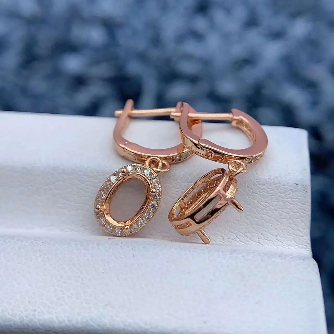 MeiBaPJ Inlay Elliptical 5*7/6*8/7*9/8*10mm S Sterg Sier DIY Empty Earrings Full Drilg Weddings Exquisite Jewelry