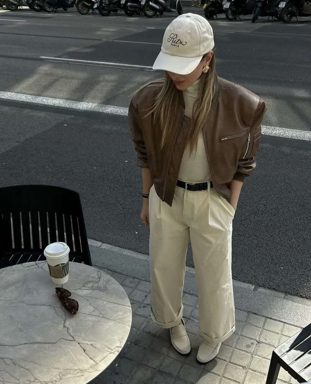 Padded Traf 2024Autumn-Winter New Fashion Spice Girl Style Short Chunky Texture Women's Jacket Motorcycle Leather