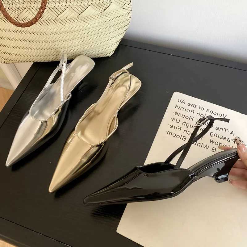 Equal Women Pointed Toe Buckle Strap Slingback Win Pumps Design Style Wedges Low H Party Dress Me Shoes Y250304