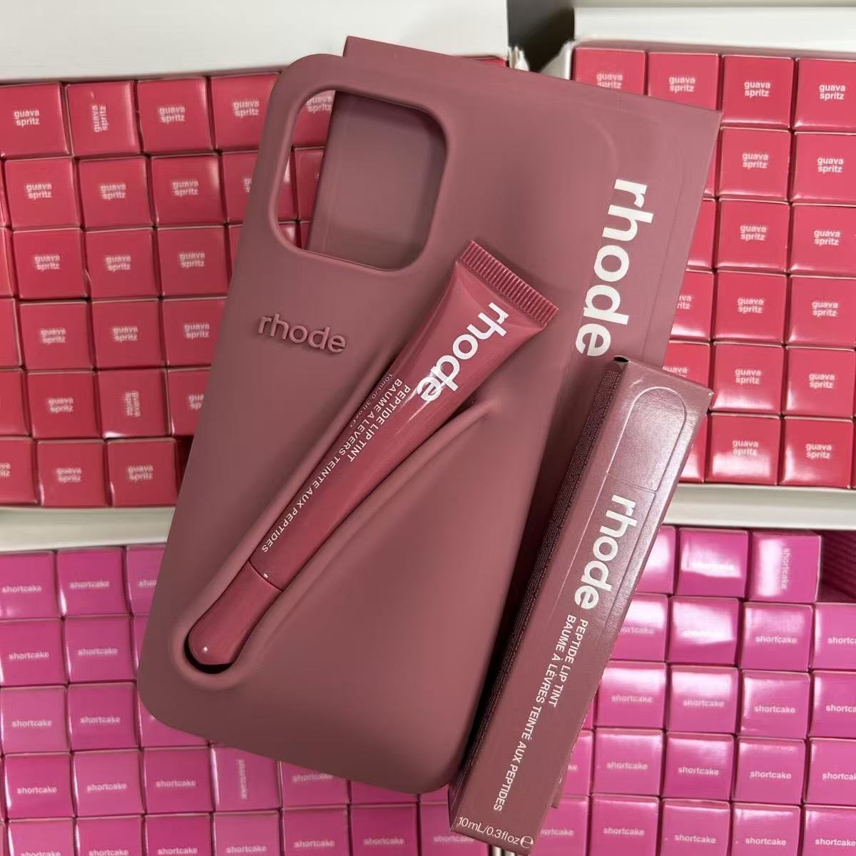 INS new color lipstick silicone DIY Rhodes phone case suitable for iPhone 16 15 14 13 12 11 Pro Max Plus, lip gloss holder with box