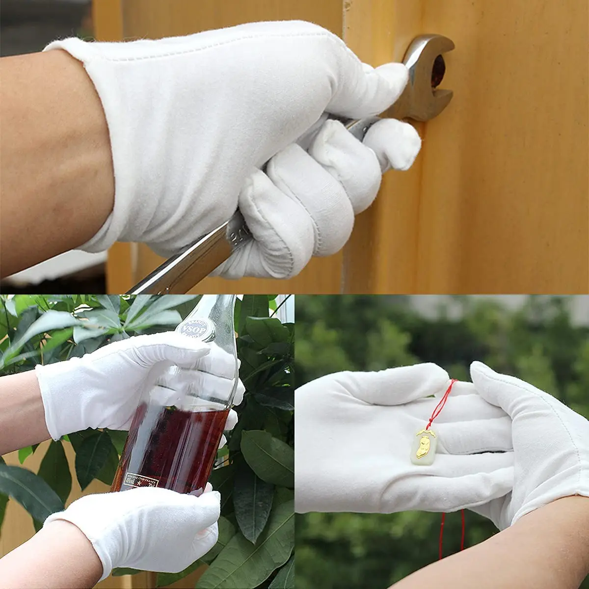 2Pairs White Cotton Gloves Thickened Stretchable Lining Glove Cleaning Glove Gardening Gloves Jewelry Gloves for Home Work