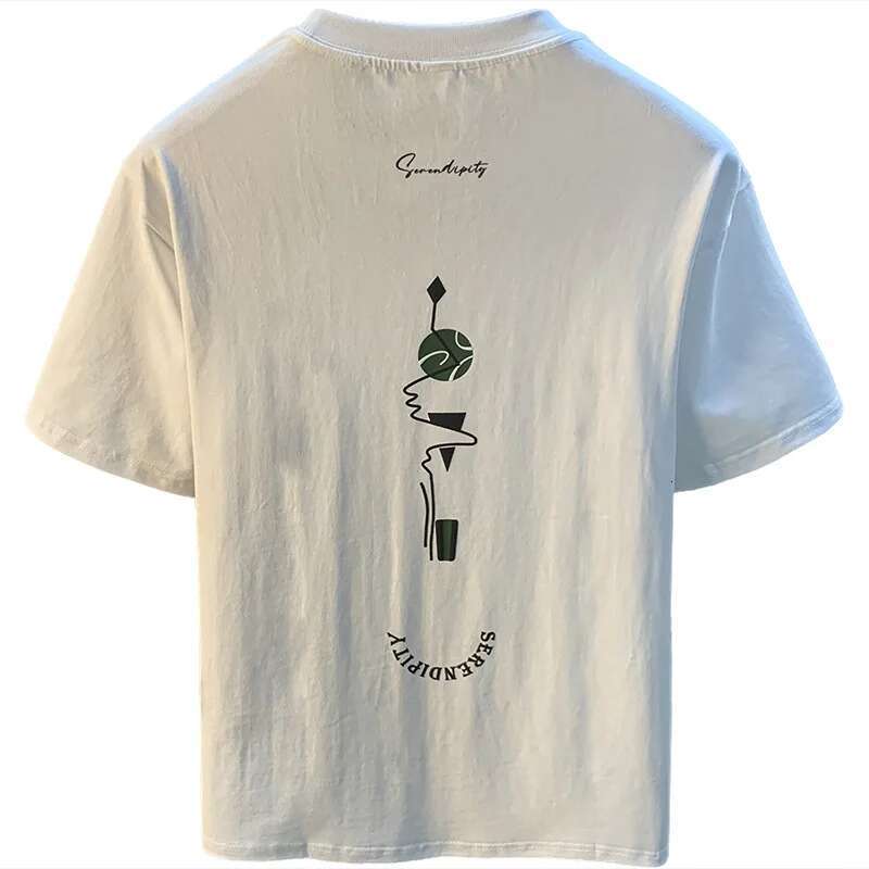 Summer Loose Casualtt-Shirt Men's Thin Printed Korean Styleinssimple Style Short-Sleeved Top Trendy Worsted Clothes