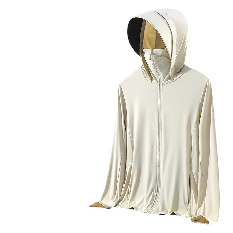 tracksuit Sunscreen for men, with removable vinyl hat brim and original yarn type, women's UV resistant UPF50+sunscreen clothes