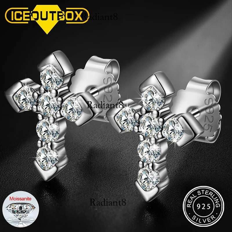 Moissanite Earrings Trend New 2.3mm Design Cross Stud Religion Earring for Women Men Sterg Sier Fine Jewelry 2022