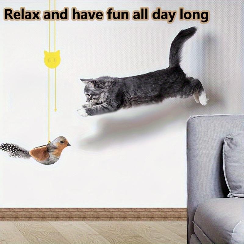 Flapping Bird Cat Toy, Interactive Flappy Bird Cat Toy Bird Toy for Cats, Simulated Chirping Bird Cat Toy, Interactive Cat Toy