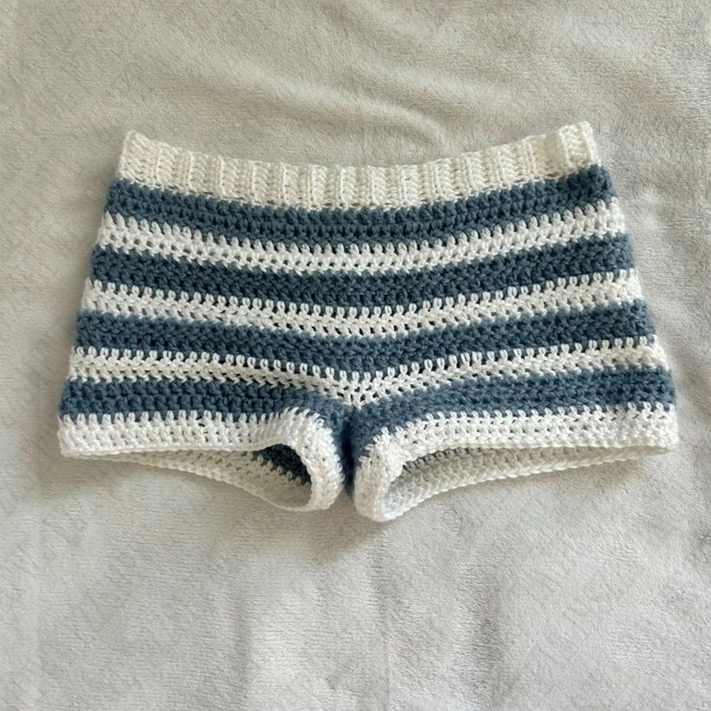 Striped casual pattern shorts grunge punk harajuku Y2K crop bottoms rock aesthetic retro abi cotton high street hop women shorts 250304