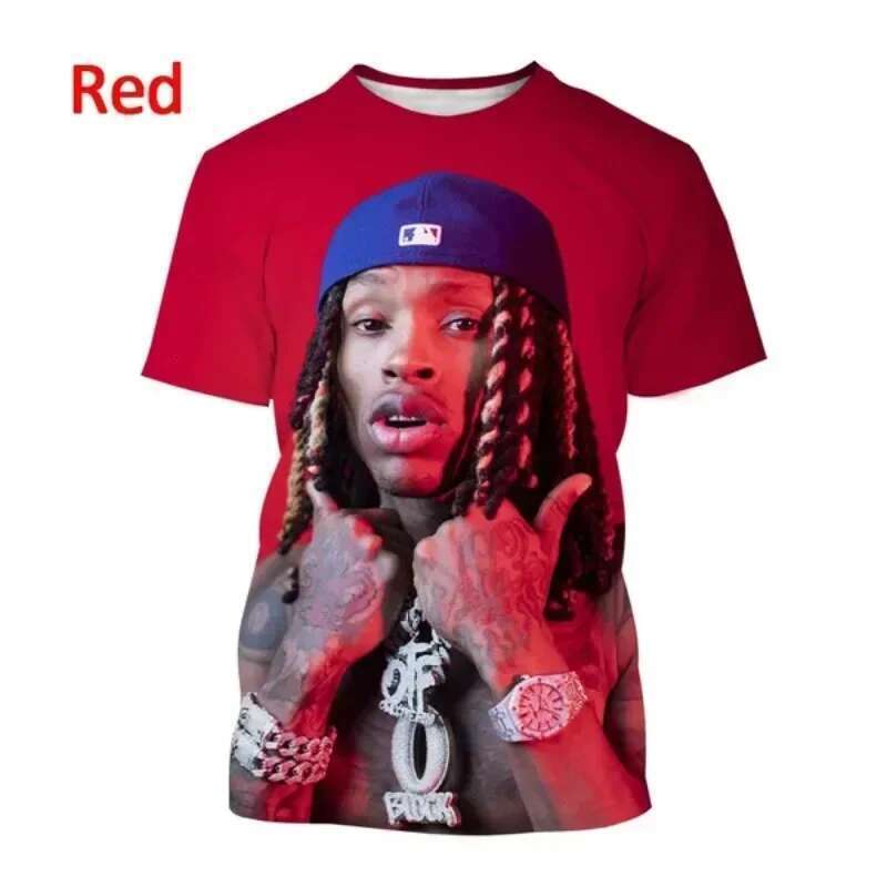 Men's round neck short sleeved T-shirt, casual streetwear, Harajuku style, 3D printed rare King Von