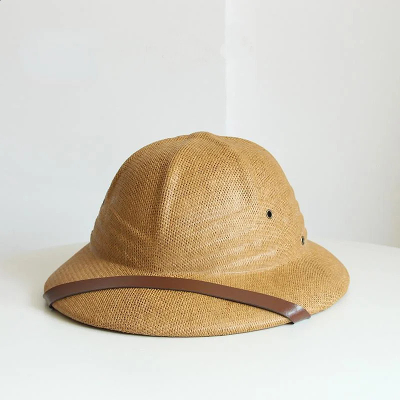 Fashion Vietnam War Army Hat Women Men British Explorer Straw Helmet Summer Boater Bucket Sun Hats Unisex Jungle Miners Cap 250303