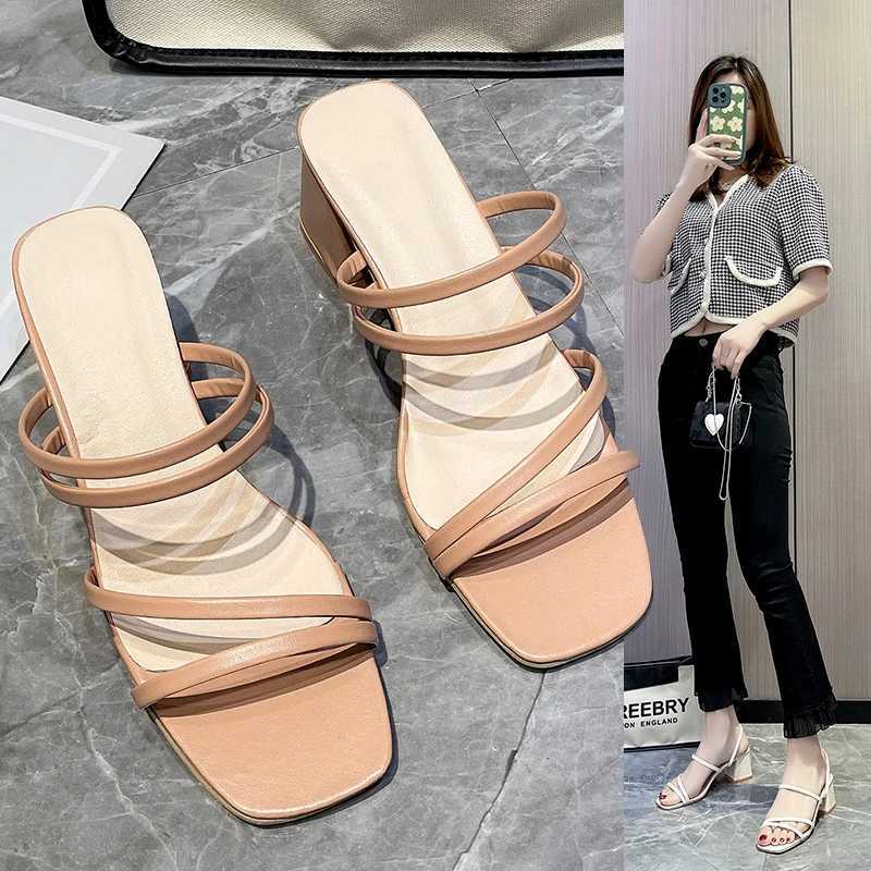 Womens Sandals Wedge Shoes 2025 New Summer Casual Womens Sandals Wen High Heel Sandals Wan Fang High Heel Open Anklet Strap Y250304