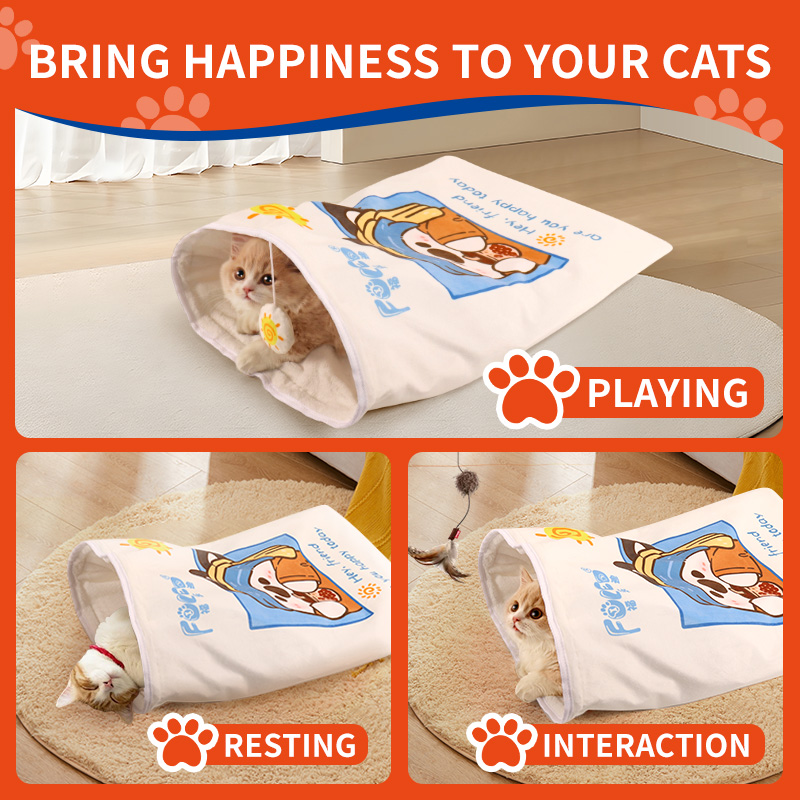 Extra Large Crinkle Cat Sleeping Bag with Hanging Toy - Cozy, Interactive Bed for Cats of All Ages, Perfect for Play