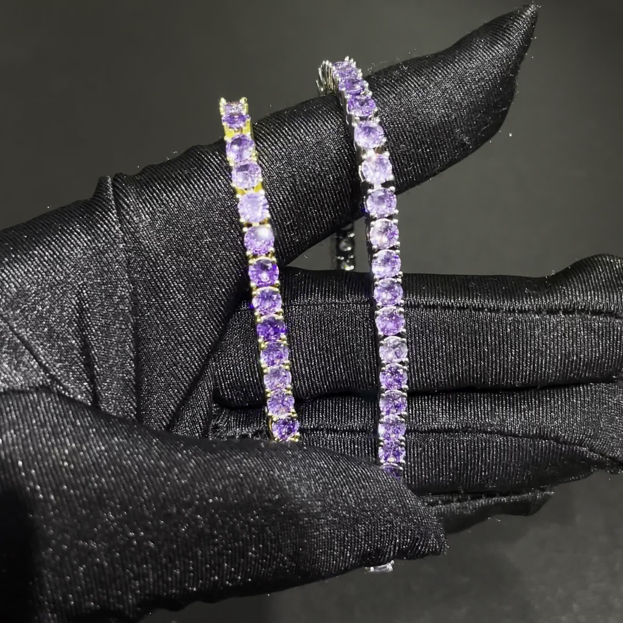 Hip Hop Purple Tennis Chain Bracelet 4mm 5A Zircon Women Men Love Couple Jewelry