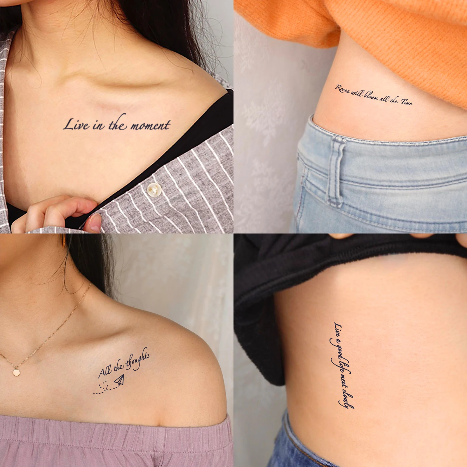 10 Sheets Creative Sketch Drawing Temporary Tattoo Flowers Butterfly Dandelion Daisy Letters Sticker Waterproof Body Art 250219