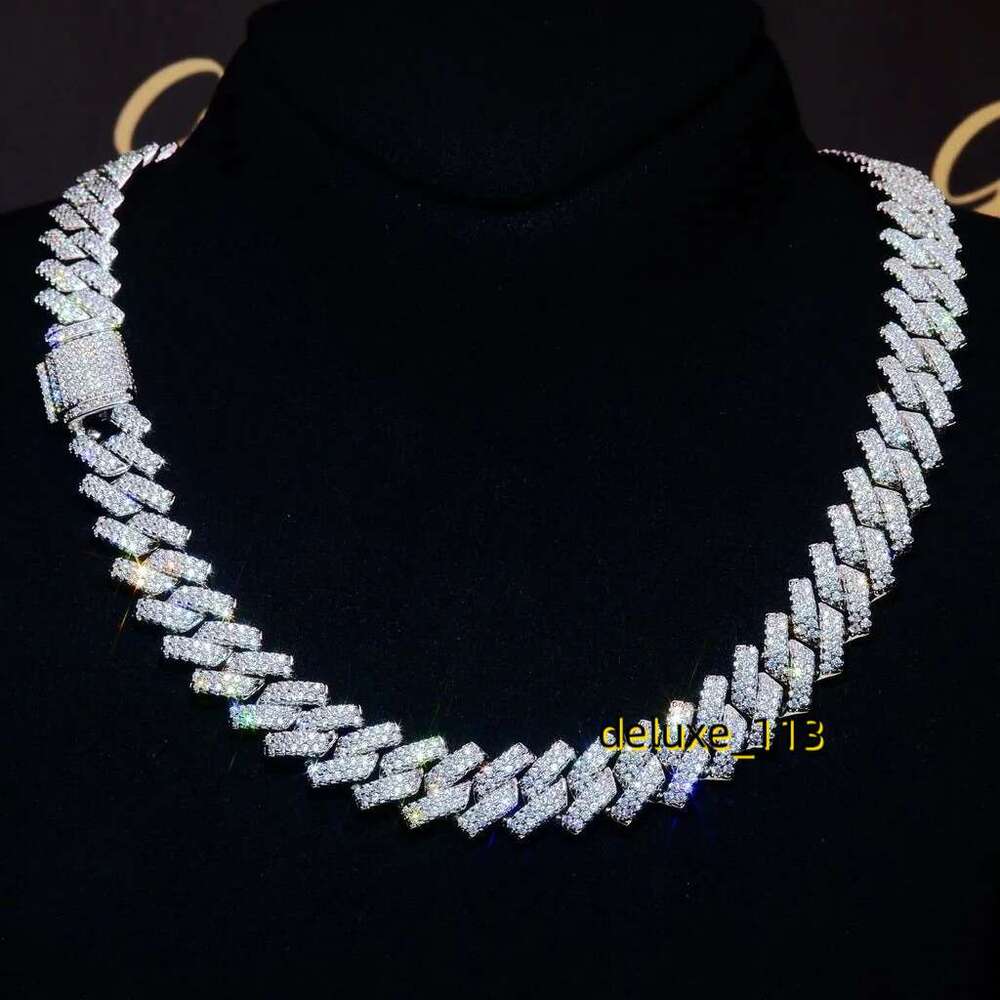 13mm Hip Hop Iced Out Cuban k Chain Gold/Platinum Bg Miami Choker Lab Dia Necklace Mens Gift 241202