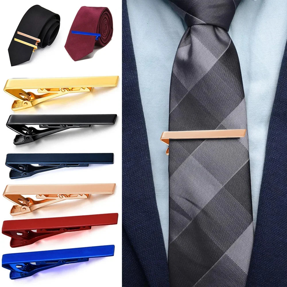 Tie Clip for Men Metal Copper Simple Bar Clasp Fashion Mens Classic Practical Clips Clamp Pin Jewelry Necktie Accessories 250228