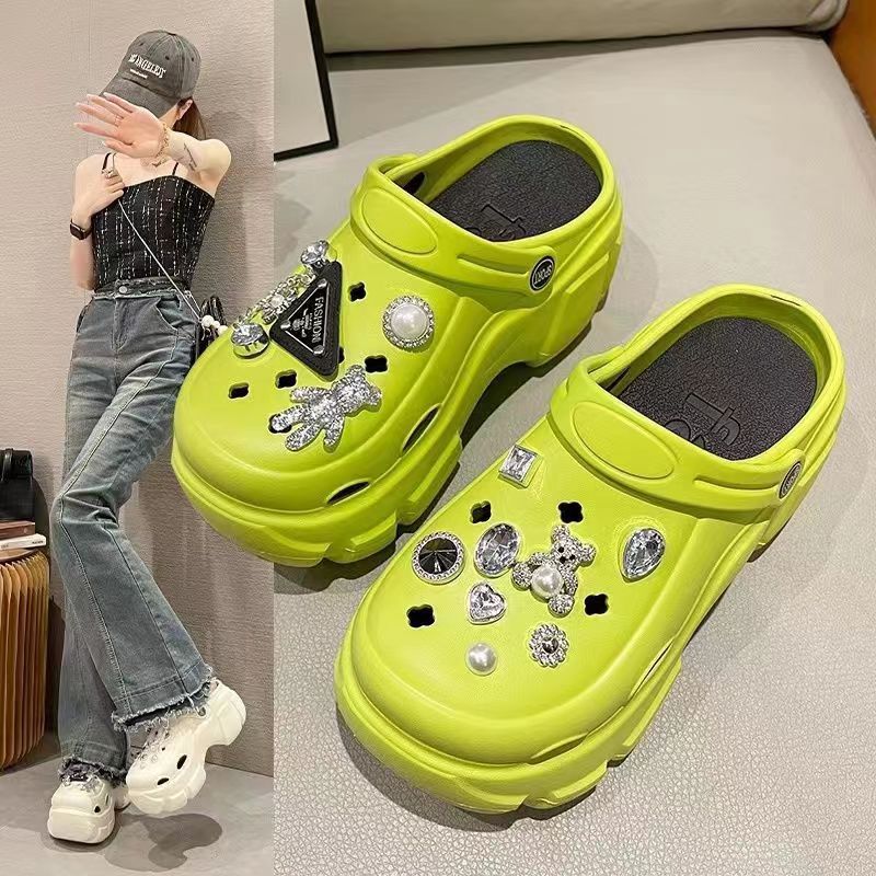 free shipping designer Sandals for woman outdoor Appliques fashion breathable 9cm slippers