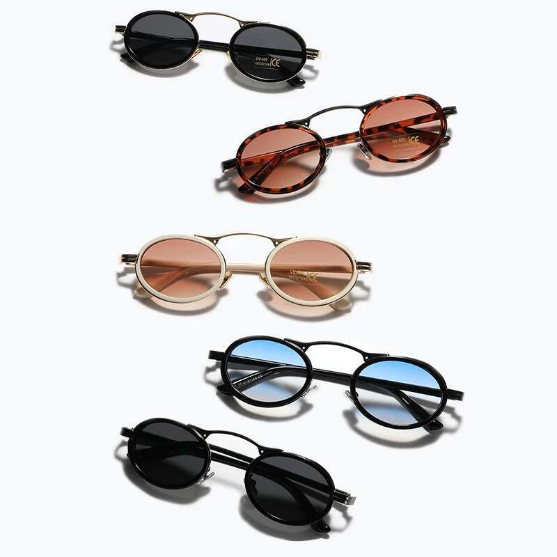 soei retro punk sunglasses women small oval gradient shades uv400 men trending semimetal sun glasses
