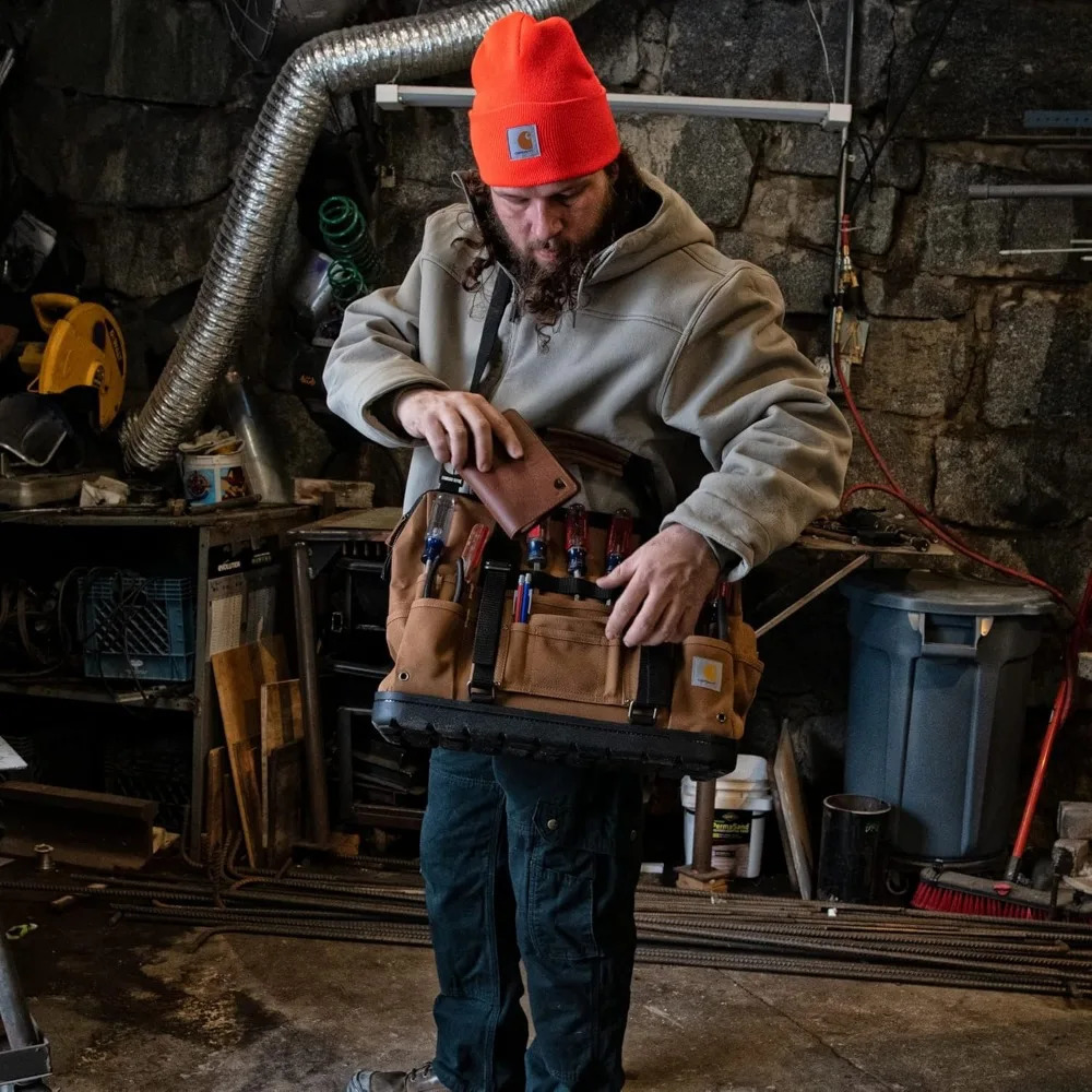 Ship from US 16 inch tool bag with molded base brown 250305FBB