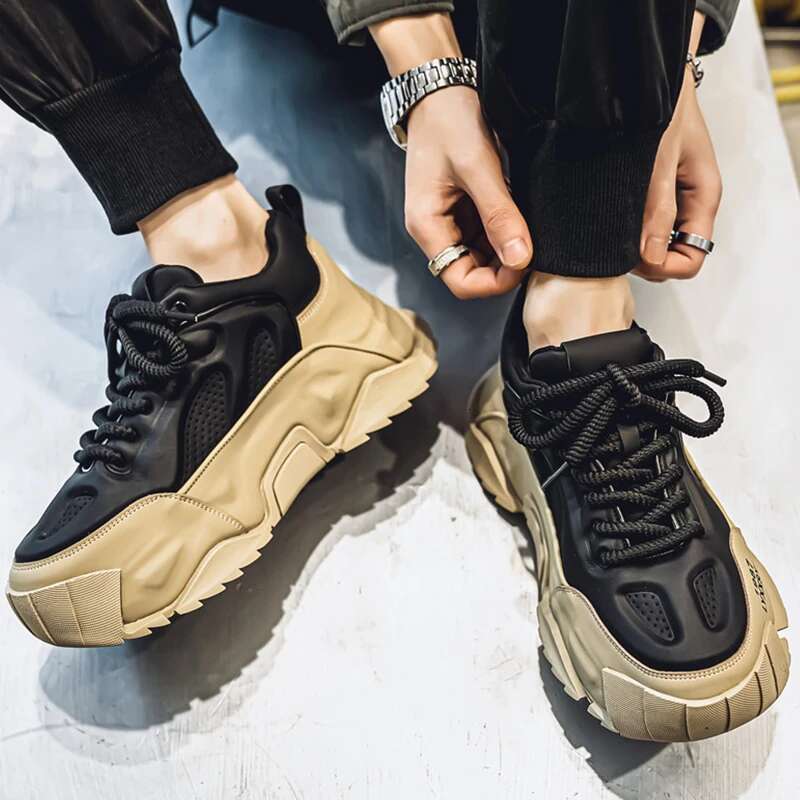 Fashion Clunky Sneaker For Men Design leather Mixed color Platform Men's Running shoes casual sneaker Large size 46
