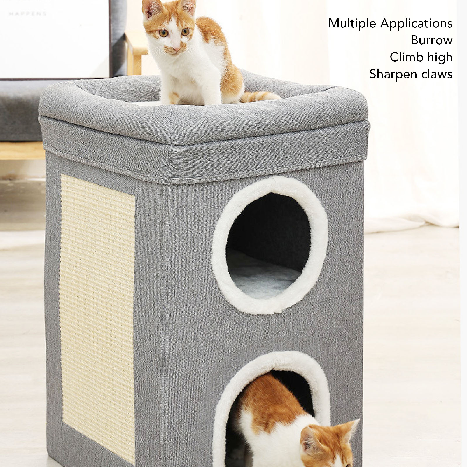 Foldable Cat House Indoor Cat House Winter Warm Cat House 3 Tier Pet Cave Foldable Cat Bed for Indoor Home Indoor Cat Shelter