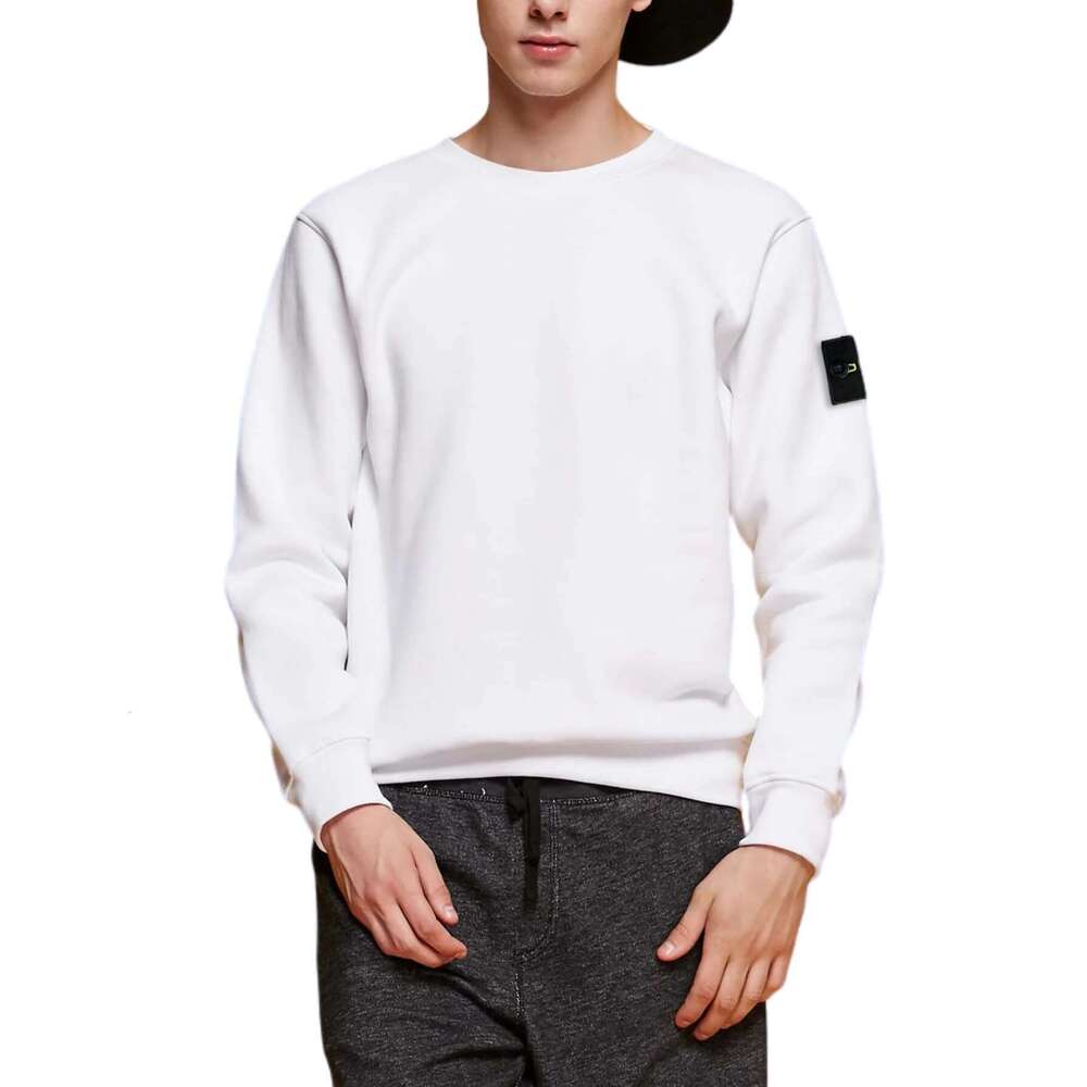 Compass Top Button Patch Italian Brand Style Techwear Utility Men's Hoodie Casual Cotton Solid Color Sweatshirt Pullover