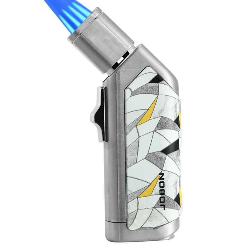 JOBON Lighter Metal Body Gunmetal 4 Flame Windproof Lighter with Cigar Punch Tool Butane Torch Lighter Smoking Accessories GiftT250305