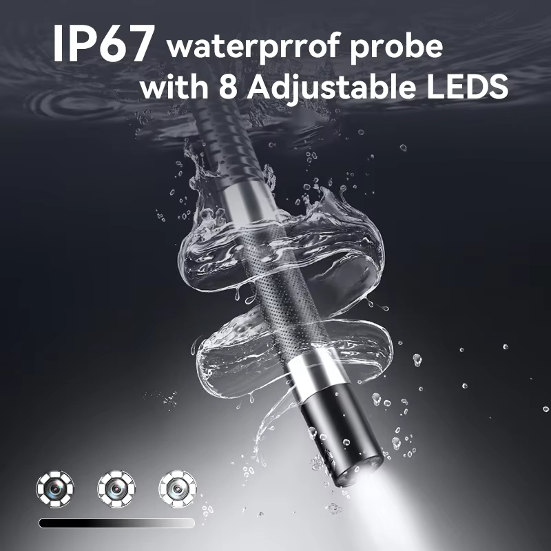 360 degrees Two Way Rotary Articulating Endoscope Camera HD 1080P for Car Inspection Industrial Endoscope 8 LED Compatible with IOS and Android