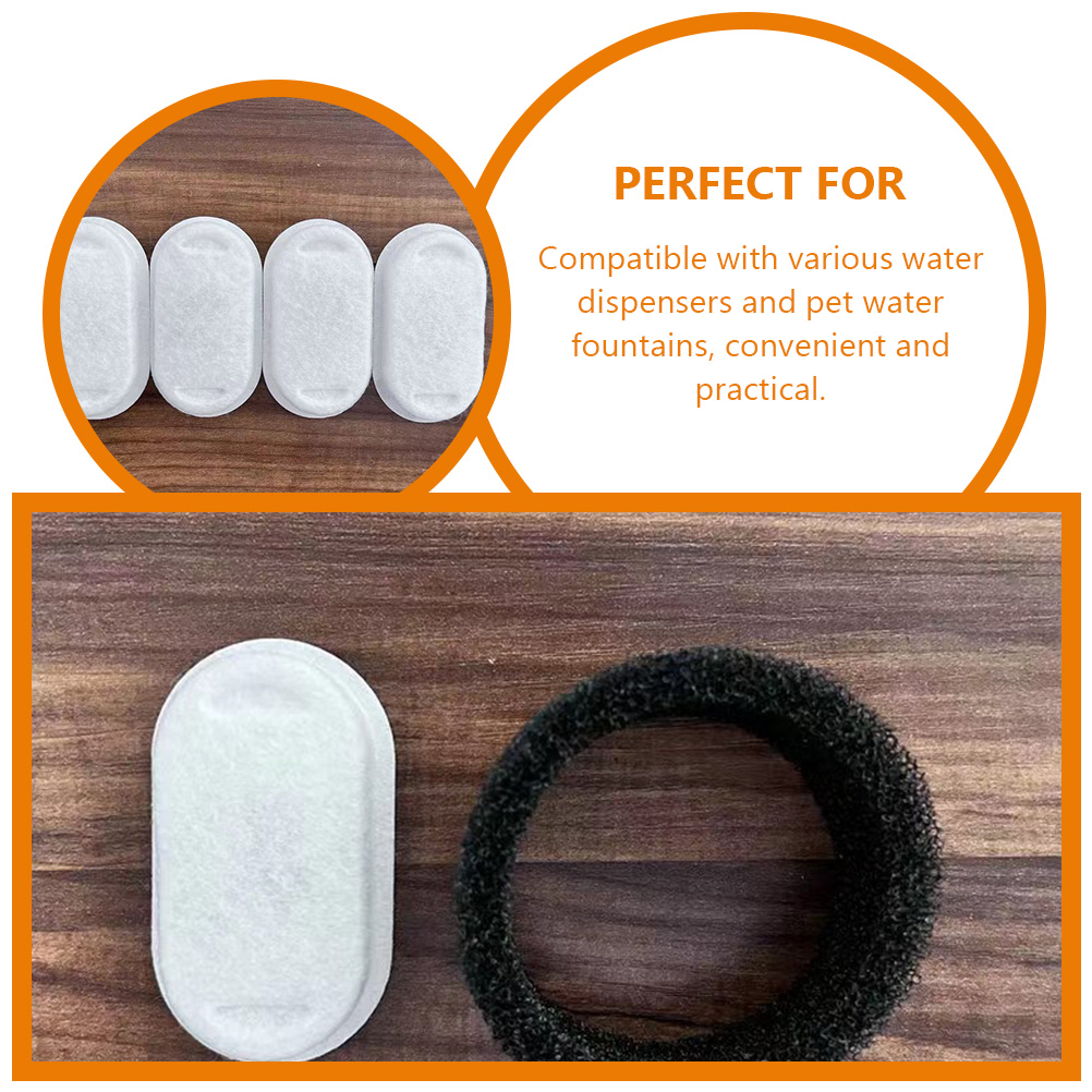 8 Pcs Stainless Steel Pet Water Dispenser Filter Element and Combination Set Cat Fountain Waterer Filters Dog Filtering Mat for