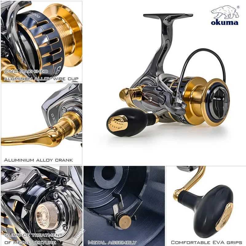 Spinning Reels OKUMA all metal fishing reel 22KG13+1 high-speed fishing line reel suitable for all water bodies 1000-7000 S2535