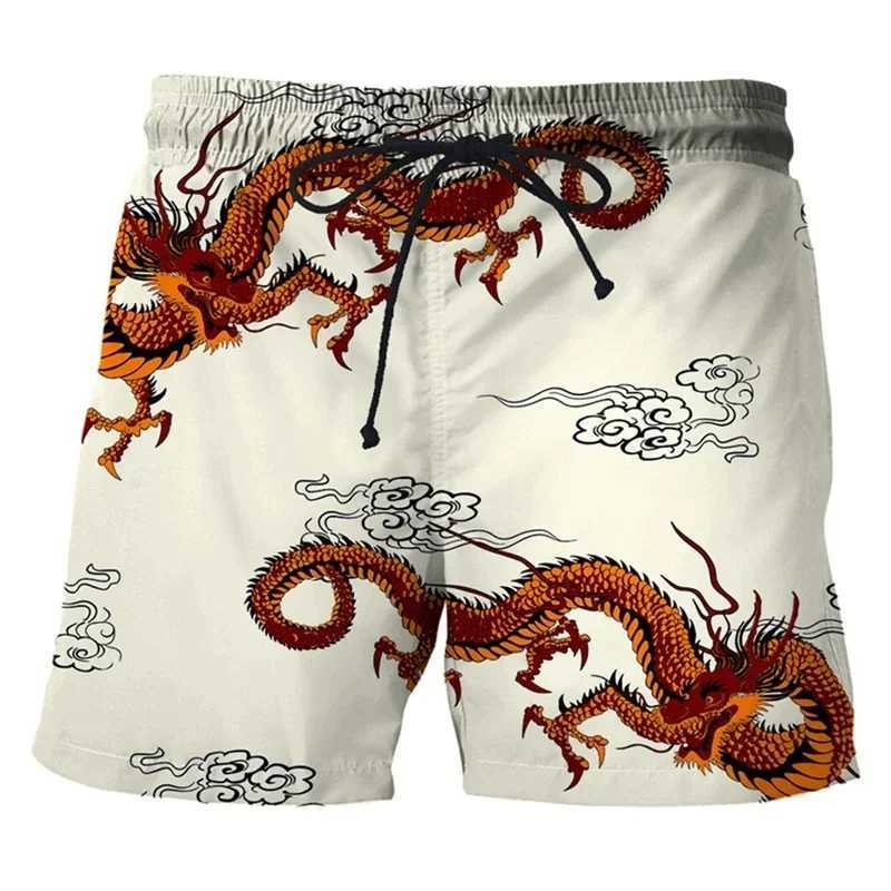 Chinese Loong 3D printing mens swimming trunks Hawaii beach shorts loose quick drying surfboard shorts swimsuit street shortsXJ250304