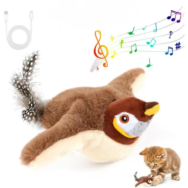 Hot Selling Interactive Cat Toys Intelligent Chirping & Flapping Bird Toys for Cat USB Rechargable Cat Hunting Game Cat Bird Toy