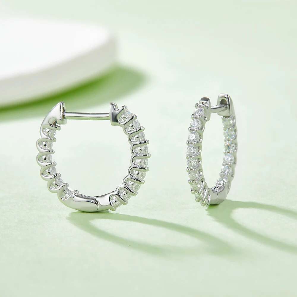 Sterg Sier Full Moissanite Dia Small Hoop Earrings Fashion for Women Wedding Jewelry Accessories