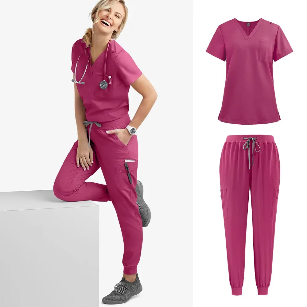 Slim Fit Nurses Uniforms Scrubs Sets Women Scrubs Tops Pant Hospital Doctors Clothing Dental Clinic Lab Salon Workwear 250304