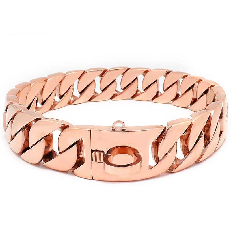 Strong Gold Cuban Chain Dogs Collar Stainless Steel 32mm Large Dog Collar Choke Personized Collar Strap for Medium Large Dogs X250129