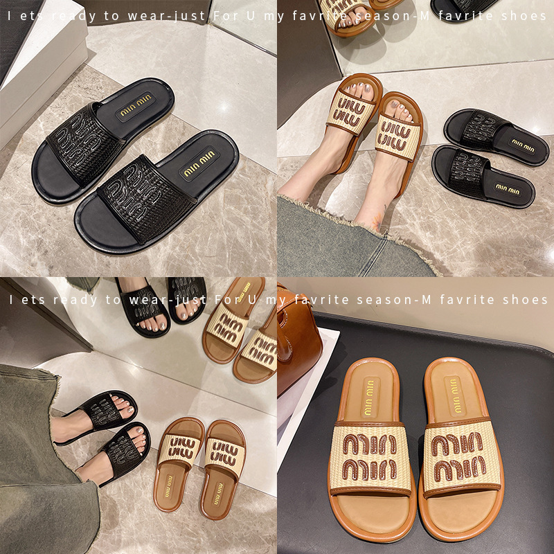 Free Shipping New slides designer Slippers for womans flat sandals fashion weave slipper outdoor Indoor holiday women shoes