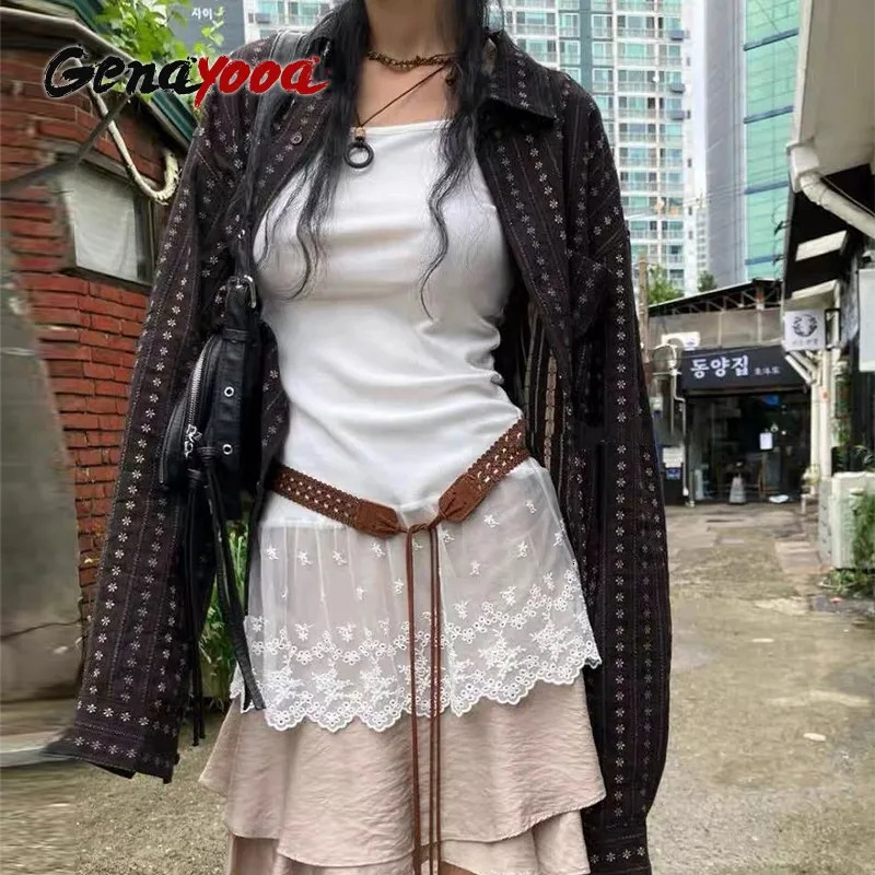 Genayooa Vintage Tank Tops Women Sleeveless Basic Patchwrok Camis Y2k Retro Tee Tops Streetwear Korean Style Chic Tanks Fashion 250228