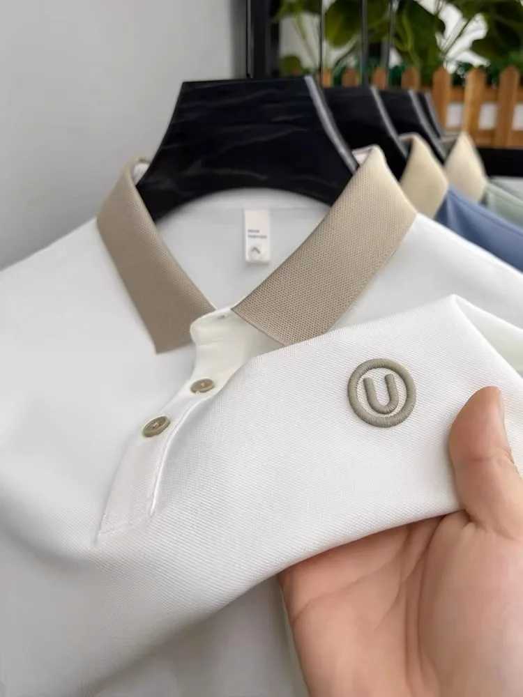 Light luxury fashion letter embroidery short sleeve POLO shirt mens summer New youth casual ice silk breathable golf T-shirtT250225