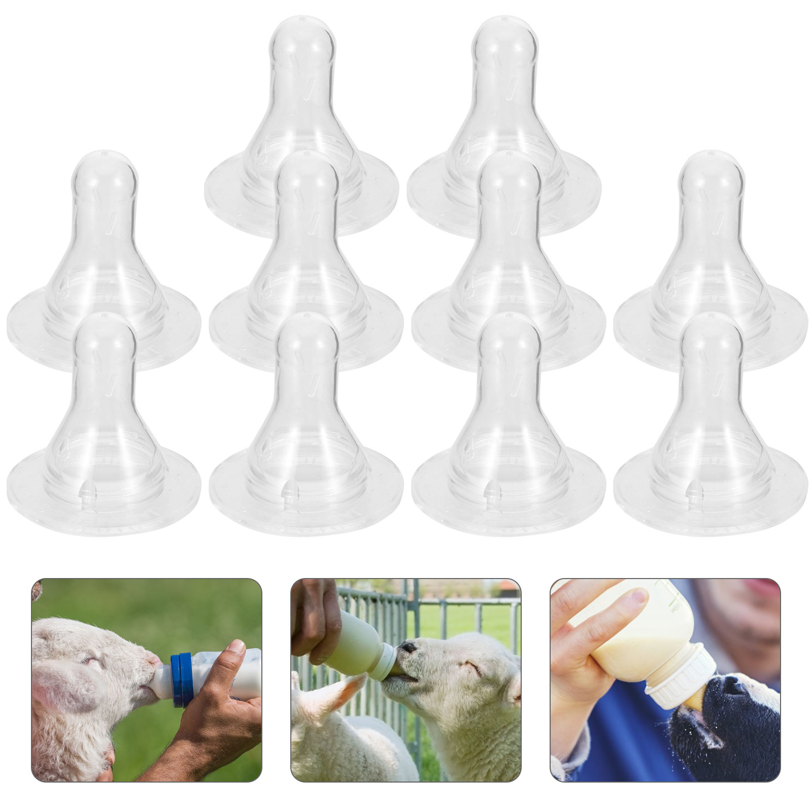 10 Pcs Pet Pacifier Baby Milk Bottles Nipple Pacifiers for Nursing Lamb Feeding Accessory Cow Silica Gel Pig Animal Farm Supply