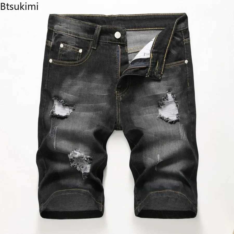 Summer New Mens Jeans Trend Retro Men Denim Shorts Stretch Slim Hip Hop Classic Hole Short Style Jeans for Male Big Size 28-42T250305