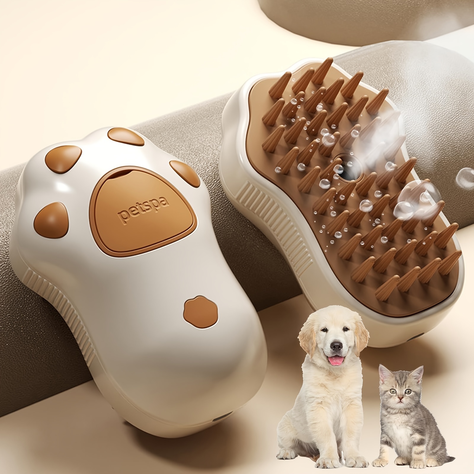 1pc steam cat brush three in one electric pet grooming tool portable silicone selfcleaning steam brush for cats and dogs comfortable massage and hair